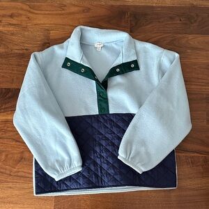 J. Crew Factory Light Blue Fleece & Navy Quilted Pullover Top - Women’s